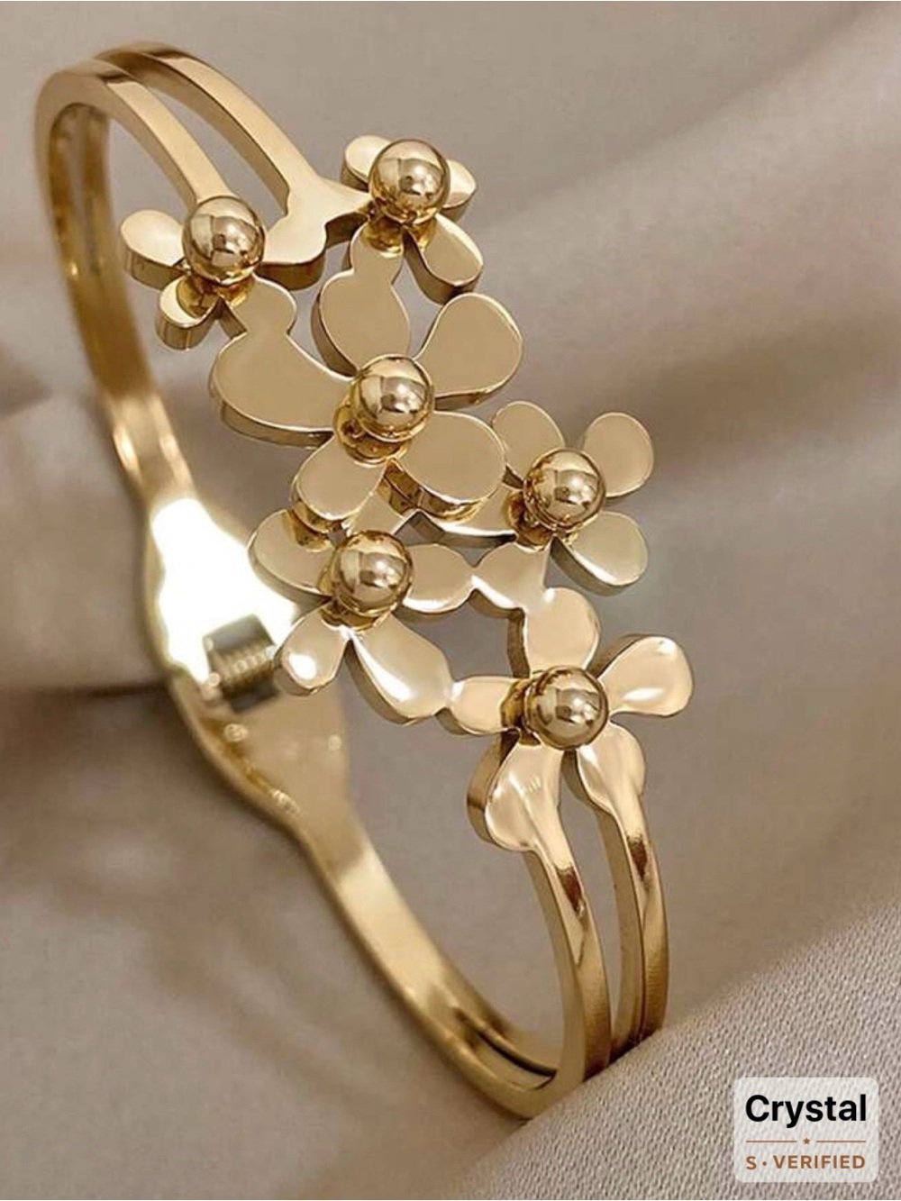 Gold Floral Bangle Bracelet - Women Jewelry